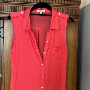 Chocolate Brand Coral Button Down Blouse- See Thru Back